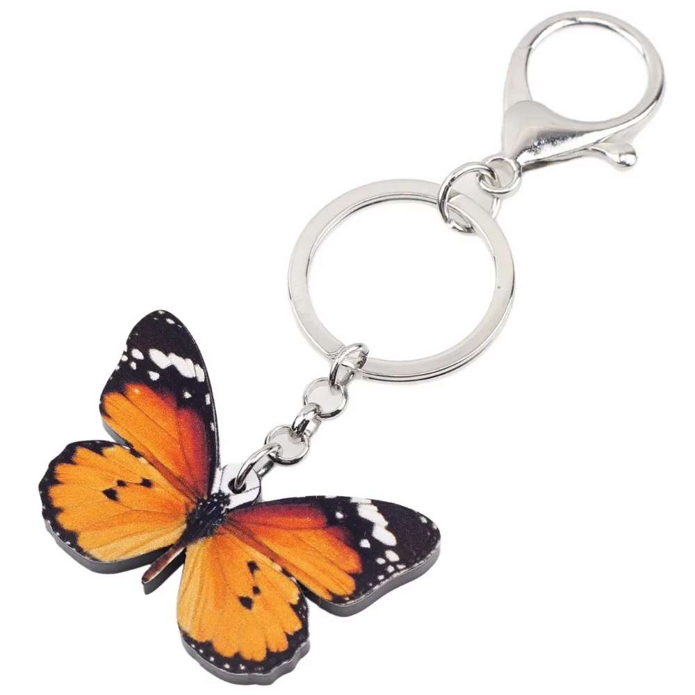 WEVENI Acrylic Cheap Jewelry Danaus Chrysippus Butterfly Holder For Women Girl Bag Party Car Key Charms Keychains GIFT | Украшения и