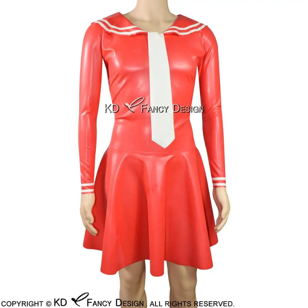 Red And White Sailor Sexy Latex Dress With Tie Rubber Uniform Bodycon Playsuit LYQ-0038
Red And White Sailor Sexy Latex Dress With Tie Rubber Uniform Bodycon Playsuit LYQ-0038