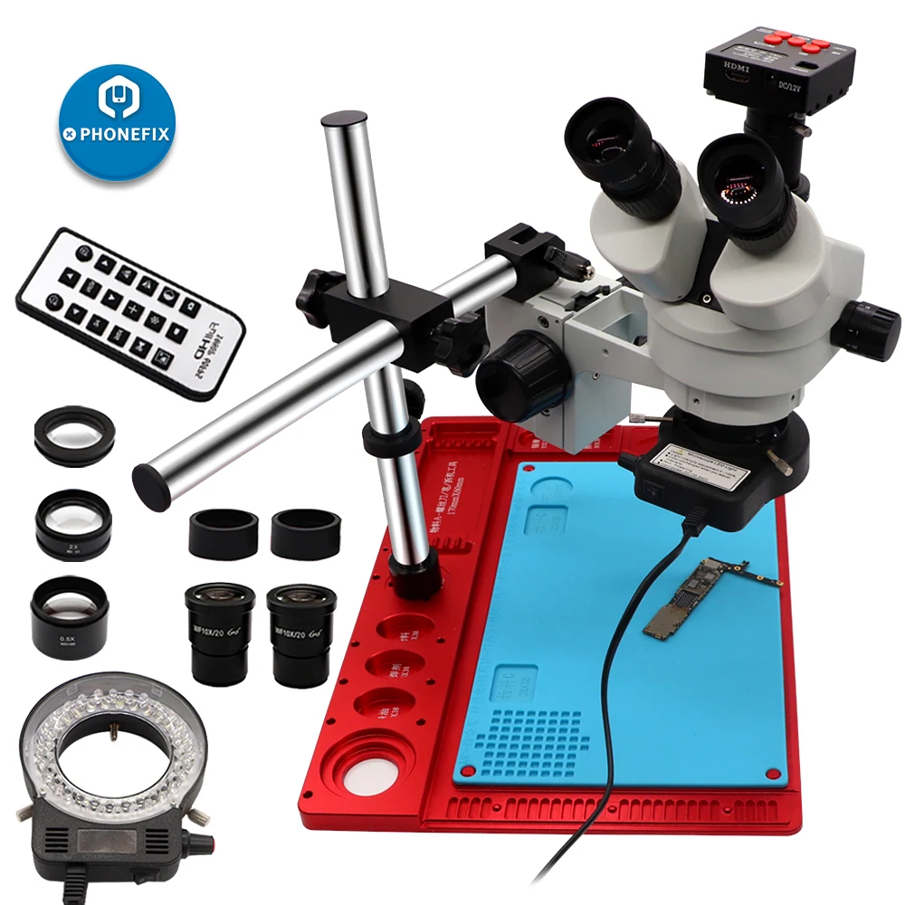3.5X-90X Trinocular Stereo Microscope 21MP HDMI Digital Microscope Camera with Aluminum Work Pad for Phone PCB Soldering Repair
3.5X-90X Trinocular Stereo Microscope 21MP HDMI Digital Microscope Camera with Aluminum Work Pad for Phone PCB Soldering Repair