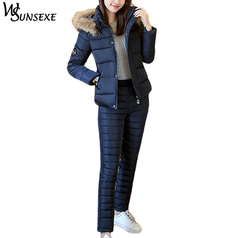Winter Warm 2 Piece Sets Women Solid Color Cotton Padded Suits Casual Fur Hooded Zipper Coat Parka and Long Pants New Outerwear
Winter Warm 2 Piece Sets Women Solid Color Cotton Padded Suits Casual Fur Hooded Zipper Coat Parka and Long Pants New Outerwear