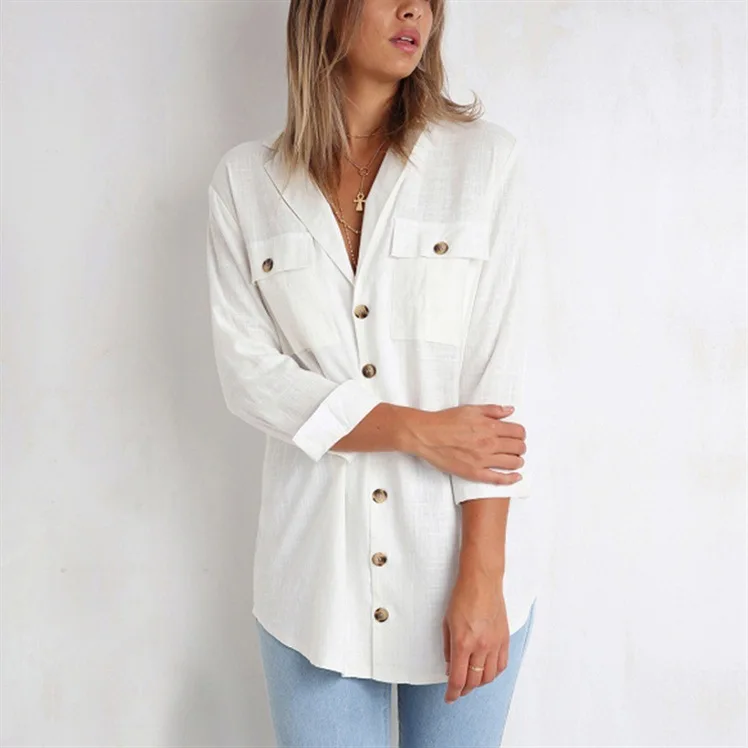 2019 New Women White Shirt Long Sleeve Black Long Shirt Pocket Women Clothing Streetwear Loose Blouse Elegant Women Tops Pink
2019 New Women White Shirt Long Sleeve Black Long Shirt Pocket Women Clothing Streetwear Loose Blouse Elegant Women Tops Pink