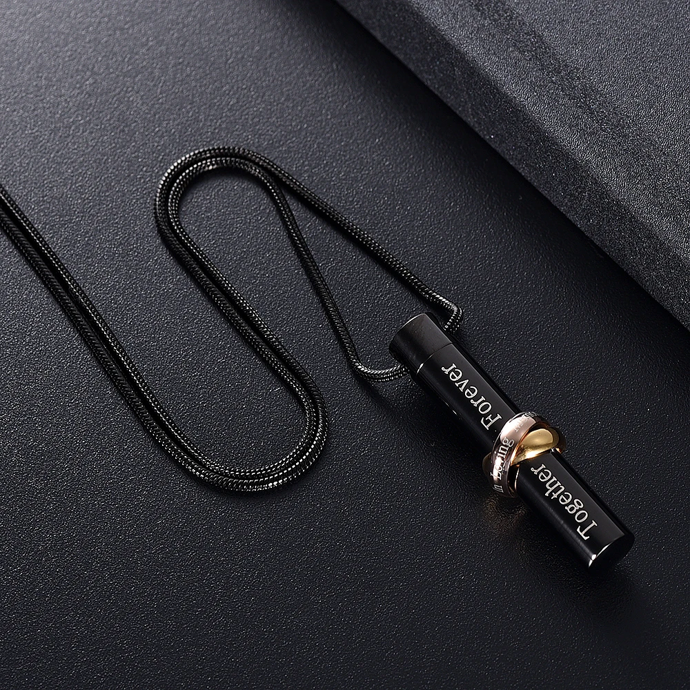 T9944 "In Loving Memory" Unisex Black Urn Pendant "Together Forever" Cylinder Cremation Necklace for Loved One Ashes Keepsake
T9944 "In Loving Memory" Unisex Black Urn Pendant "Together Forever" Cylinder Cremation Necklace for Loved One Ashes Keepsake
