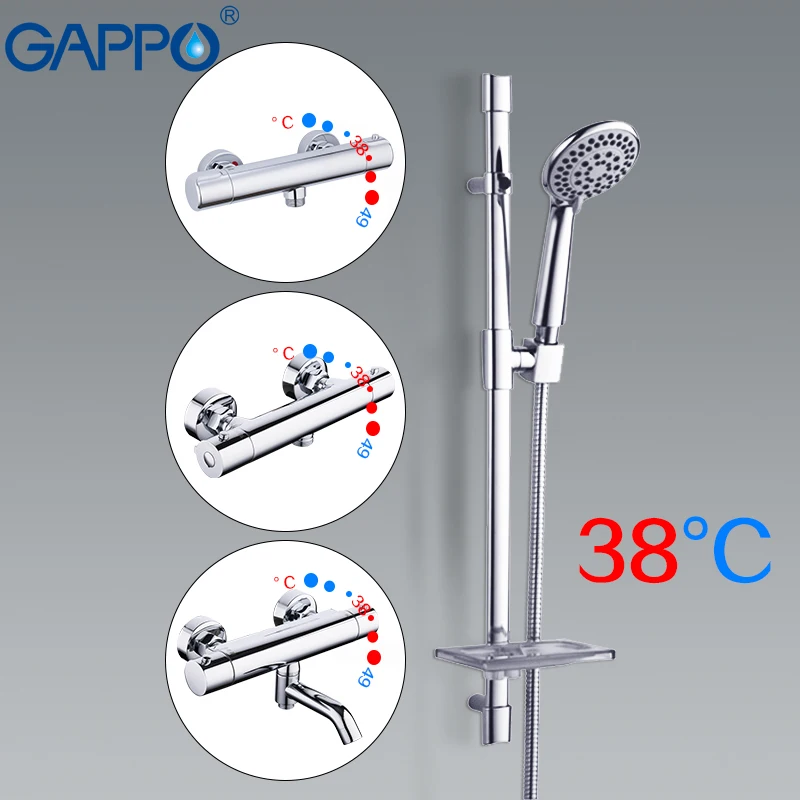 Хромированные Термостатические рейки GAPPO для душа удлинитель ванной комнаты