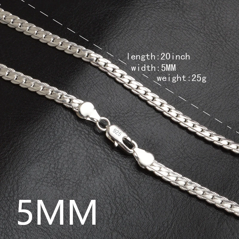 10PCS Europe and the United States sell like hot cakes 5 mm wide men 925 silver necklace Factory price high quality | Украшения и