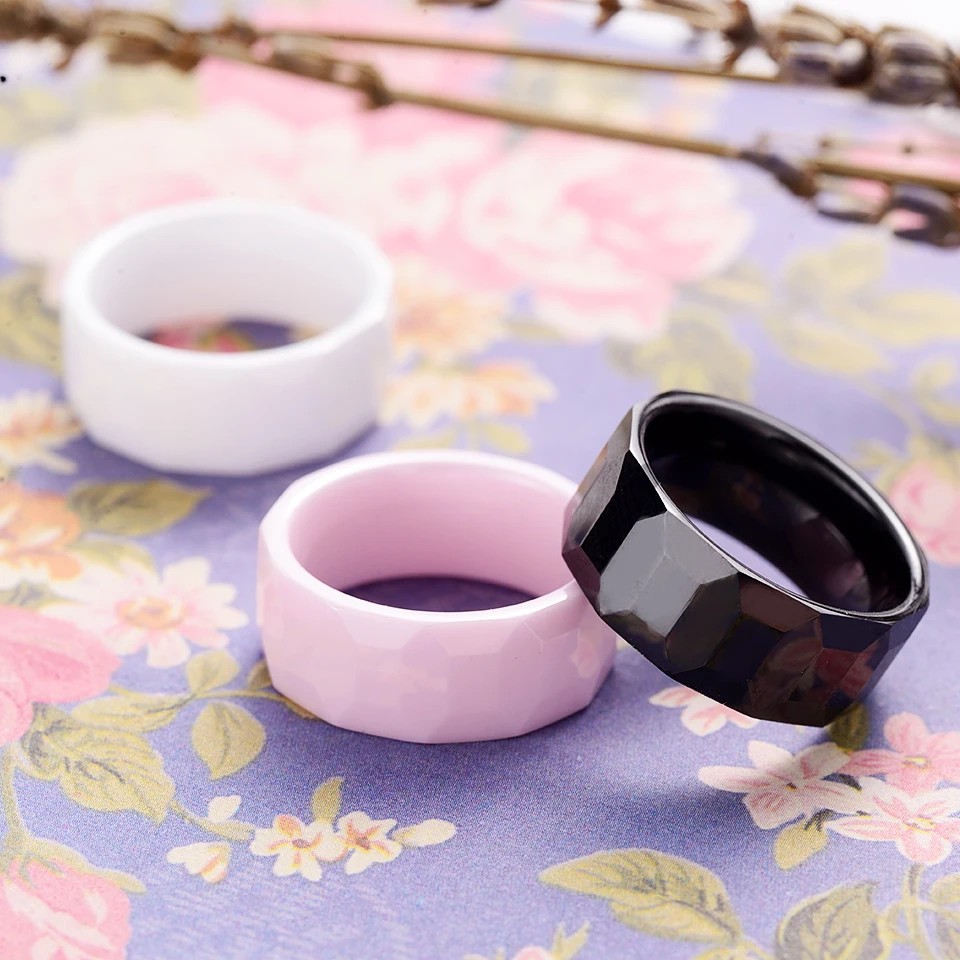 Классический дизайн черное белое розовое керамическое кольцо с геометрическим
