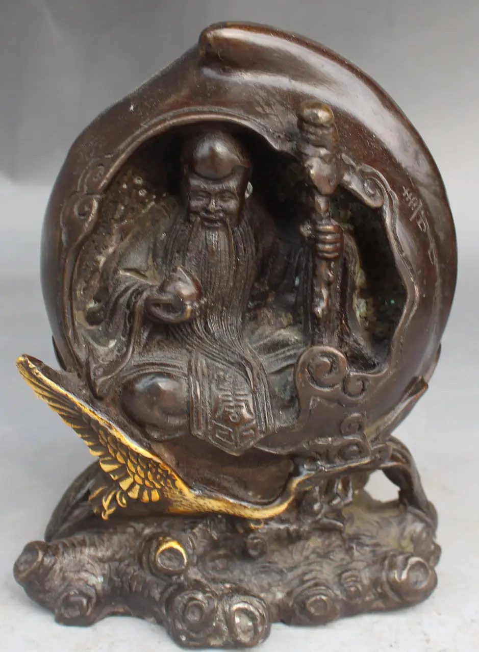 xd 003428 16CM Chinese Fengshui Bronze Gilt Longevity God Shouxing Peach Crane Statue
xd 003428 16CM Chinese Fengshui Bronze Gilt Longevity God Shouxing Peach Crane Statue