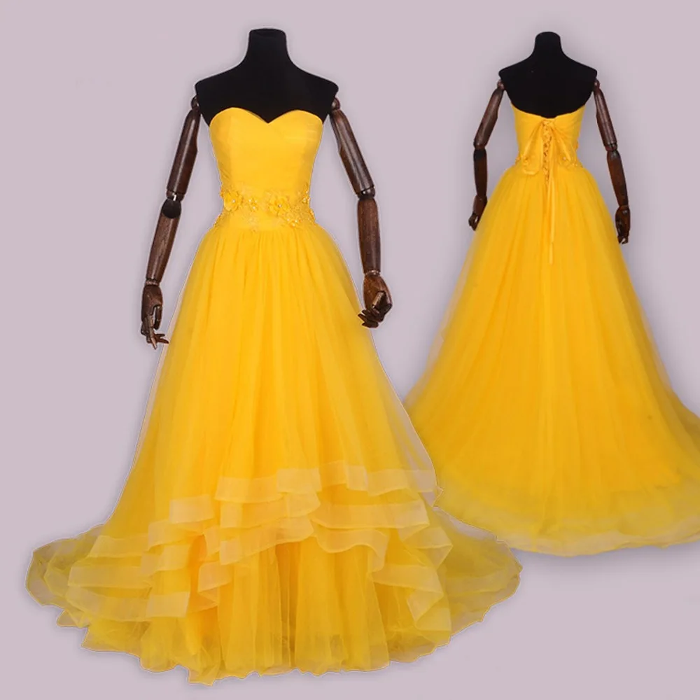 2017 New Movie Beauty and the Beast cosplay costume Adult princess Belle costume Halloween Yellow dresses
2017 New Movie Beauty and the Beast cosplay costume Adult princess Belle costume Halloween Yellow dresses