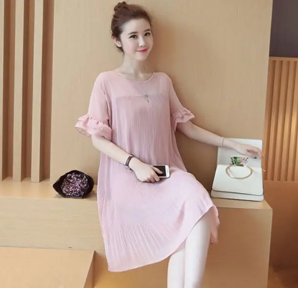 Summer Chiffon Pregnant Women Short Sleeve Dress for Casual Maternity Dress Vestido Clothes Pleated Pregnancy Clothing Plus Size
Summer Chiffon Pregnant Women Short Sleeve Dress for Casual Maternity Dress Vestido Clothes Pleated Pregnancy Clothing Plus Size