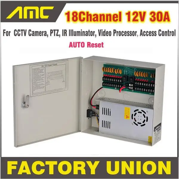 

CCTV Power Box 18 Channel 12V 30A Support PTZ IR Illuminator Access Control for 18CH DVR CCTV Camera Power Supply
