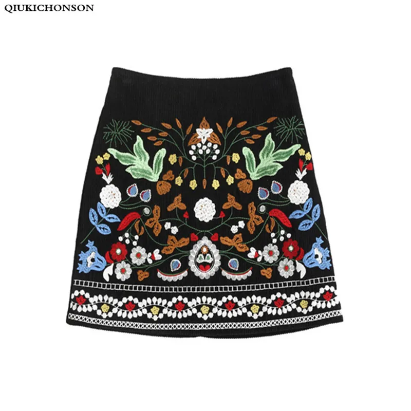 Vintage ethnic pattern embroidered corduroy skirt women spring autumn Korean fashion A-line high waisted mini skirts ladies
Vintage ethnic pattern embroidered corduroy skirt women spring autumn Korean fashion A-line high waisted mini skirts ladies