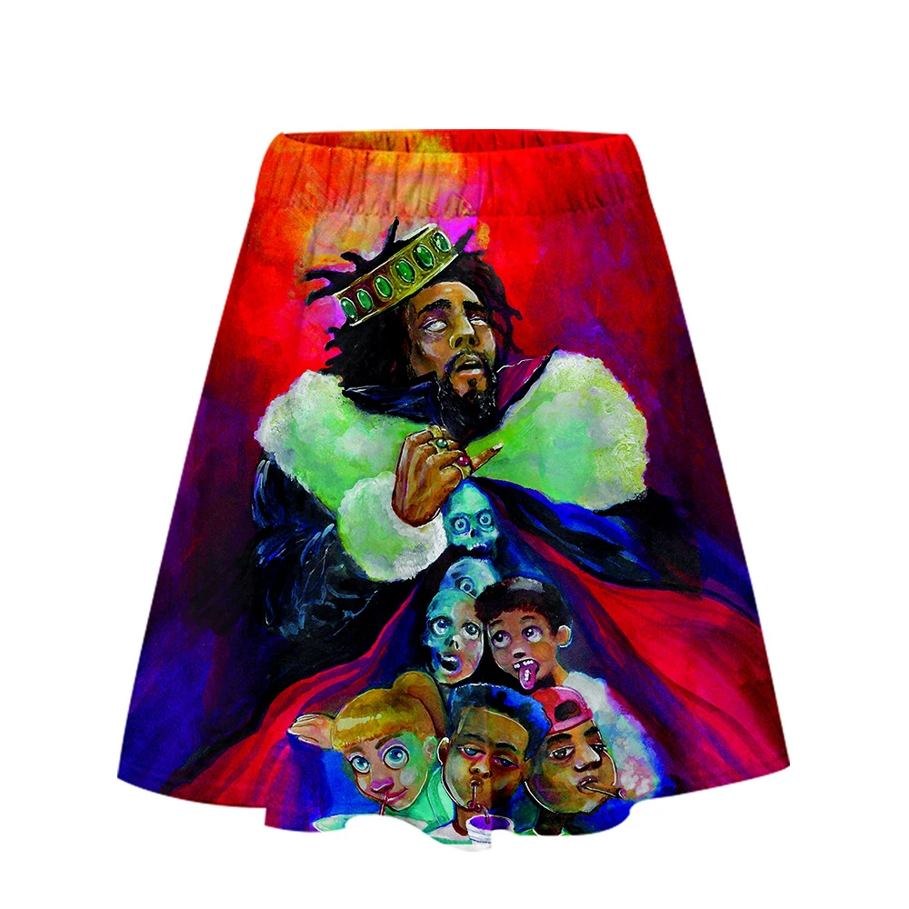 Женская юбка с 3D принтом J. Cole Повседневная Уличная короткая в стиле хип хоп лето