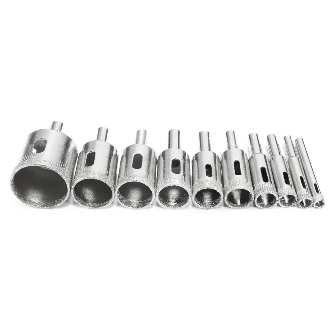 10 Pcs Diamond Drill Bit Set 6mm-30mm Diamond Coated Core Hole Saw Drill Bits Tool Cutter for Glass Marble Tile Granite Drilling
10 Pcs Diamond Drill Bit Set 6mm-30mm Diamond Coated Core Hole Saw Drill Bits Tool Cutter for Glass Marble Tile Granite Drilling