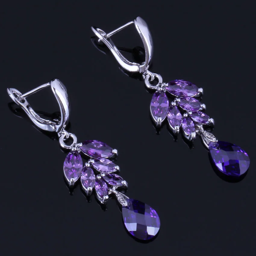 Flawless Water Drop Purple Cubic Zirconia Silver Plated Drop Dangle Earrings V1008
Flawless Water Drop Purple Cubic Zirconia Silver Plated Drop Dangle Earrings V1008