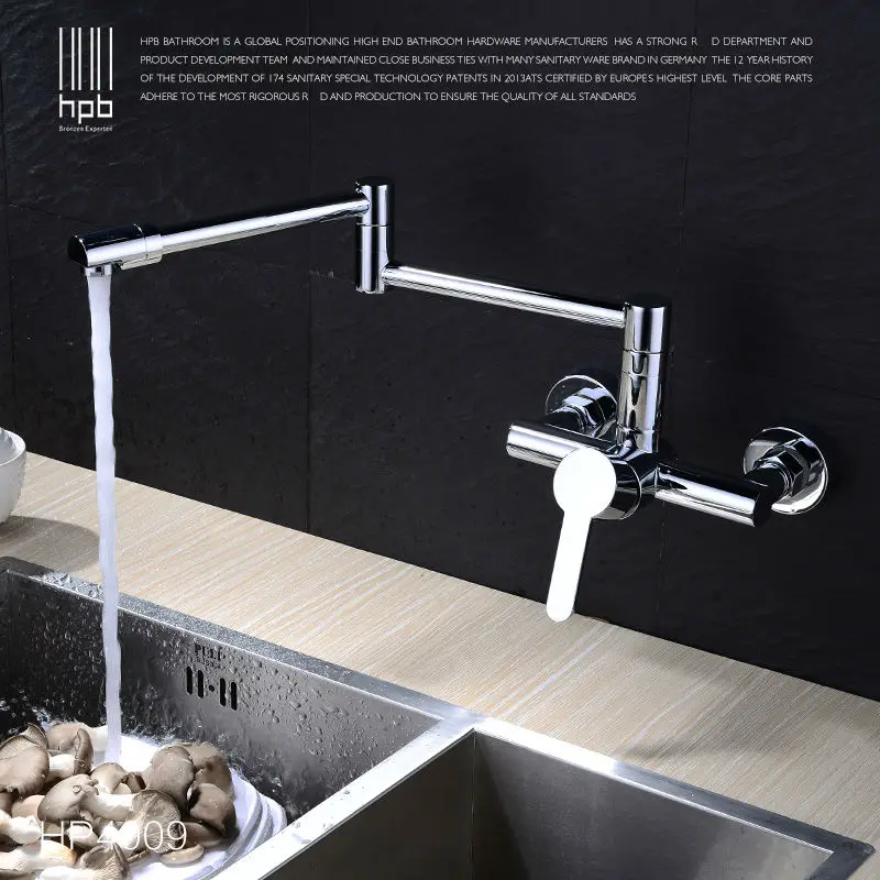 HPB Contemporary Brass Folding Kitchen Faucet Wall Mounted Sink Mixer Tap Single handle Single Hole Hot and Cold Water HP4009
HPB Contemporary Brass Folding Kitchen Faucet Wall Mounted Sink Mixer Tap Single handle Single Hole Hot and Cold Water HP4009