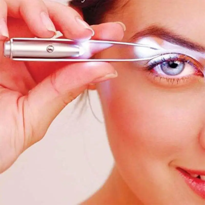 Триммер для бровей belleza de las mujere светодиодный Пинцет ресниц из нержавеющей стали с