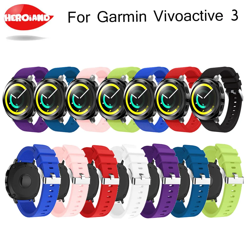 Ремешок 20 мм для Amazift Bip ремешок Garmin Vivoactive 3/ 645 силиконовый резиновый браслет Samsung
