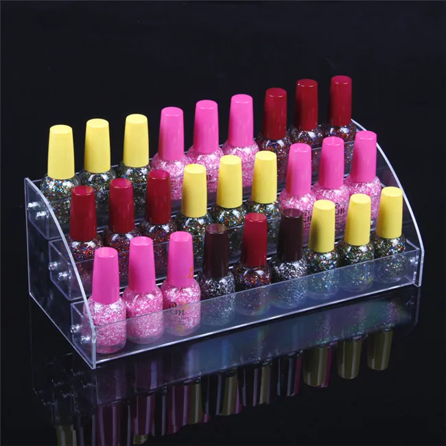 

Wholesale 2Pcs Acrylic Clear View Assembled Cosmetics Nail Polish Lipstick Storage Orgonizer Display Stand Holder 3 Layers New