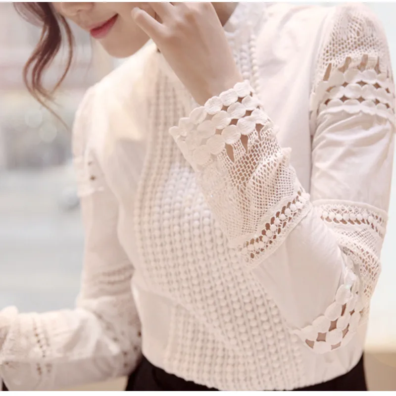 New Women's Blouses 2019 summer Slim Long-sleeved White Blouse Casual Lace Hook Flower Hollow Out Ladies Tops Plus Size 5XL
New Women's Blouses 2019 summer Slim Long-sleeved White Blouse Casual Lace Hook Flower Hollow Out Ladies Tops Plus Size 5XL