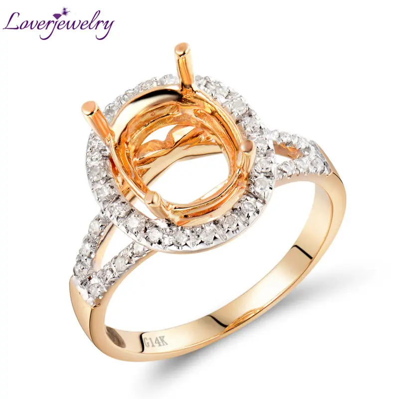 

LOVERJEWELRY Solid 14Kt Yellow Gold Natural Diamond Setting Ring,Engagement Semi Mount Ring Oval 8x10mm For Sale WR0001