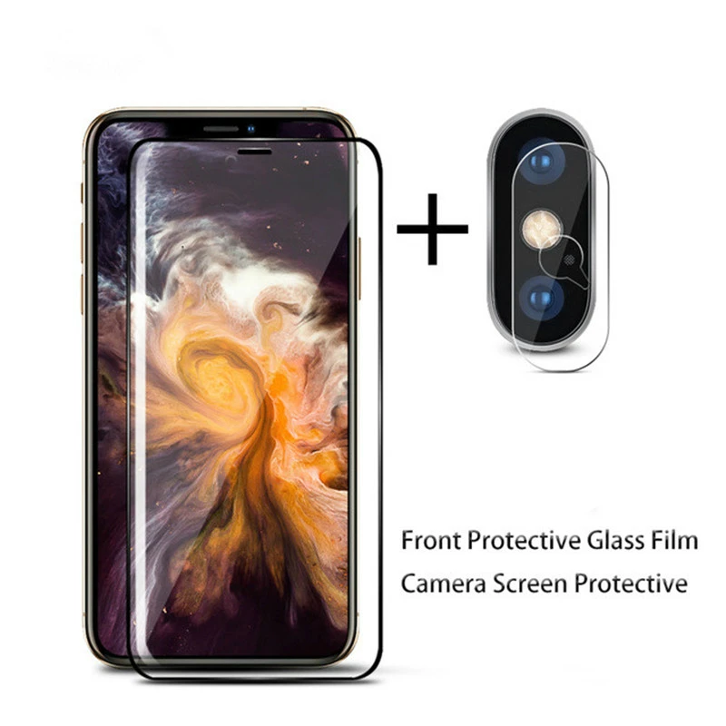 2 IN 1 Protective Film Camera Glass Full Cover Tempered For iPhone 7 X 6 8 6S Plus XR XS Max 5 5S SE Screen Protector | Мобильные