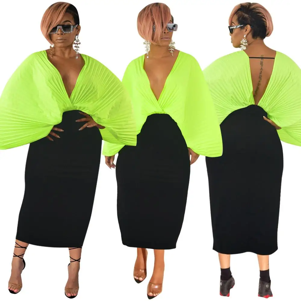 Echoine Formal Office Chiffon Women Summer Dress Sexy Deep V Neck Batwing Sleeve Pleated Patchwork Elegant Bodycon Dresses XXL
Echoine Formal Office Chiffon Women Summer Dress Sexy Deep V Neck Batwing Sleeve Pleated Patchwork Elegant Bodycon Dresses XXL