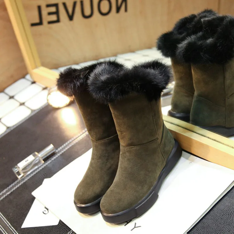 Winter Women Mid-calf Boots Flock Nubuck Faux Fur Solid Fashion Keep Warm Plush Insole Round Toe Slip-on Low Heels Platform
Winter Women Mid-calf Boots Flock Nubuck Faux Fur Solid Fashion Keep Warm Plush Insole Round Toe Slip-on Low Heels Platform