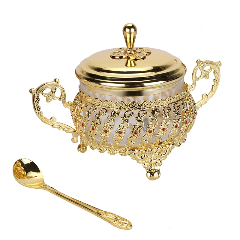 Unique Jars European Style Gold Finish Metal Glass Salt/Sugar/Tea/Coffee Jar High Quality Tableware Dinnerware Home Table Decor
Unique Jars European Style Gold Finish Metal Glass Salt/Sugar/Tea/Coffee Jar High Quality Tableware Dinnerware Home Table Decor