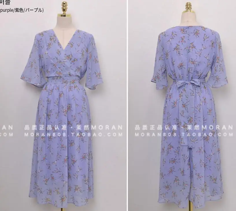 Summer vintage small fresh beach dress floral V-neck chiffon slim waist petal sleeve printed dress
Summer vintage small fresh beach dress floral V-neck chiffon slim waist petal sleeve printed dress