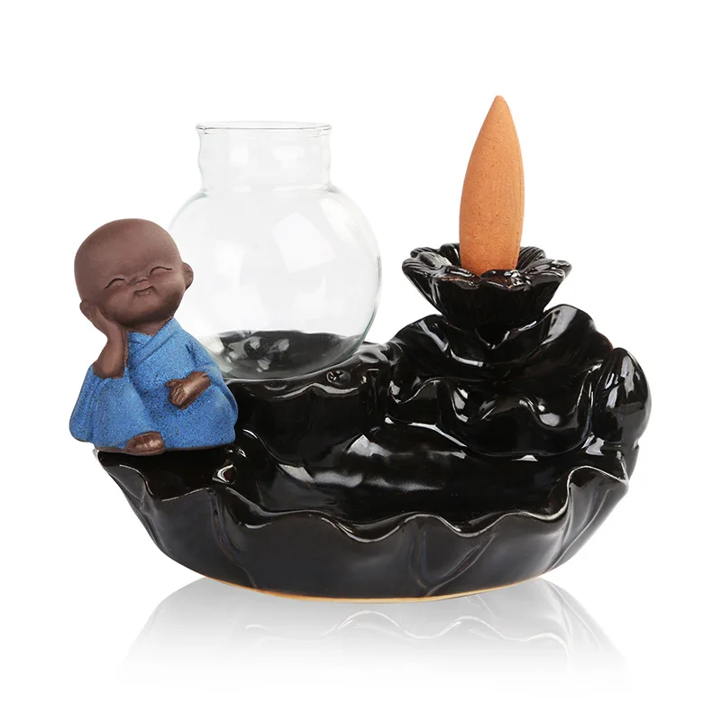 Censer Creative Home Decor Small Buddha Incense Holder Backflow Burner + 20Pc Cones | Дом и сад