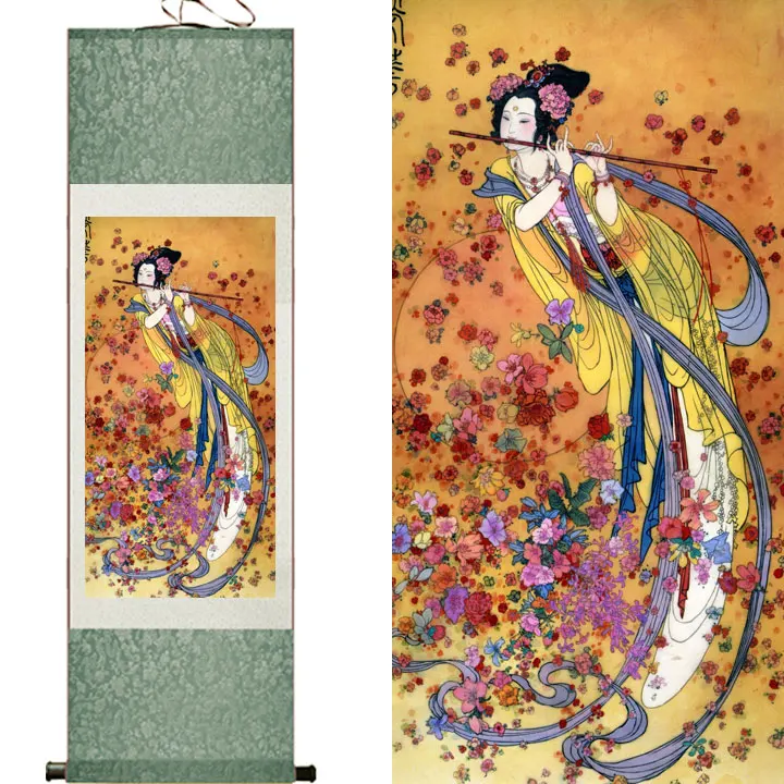 Pictures of Blowing Ladies Silk Calligraphy and Painting of Heavenly Sanhua Painting in Chinese Painting
Pictures of Blowing Ladies Silk Calligraphy and Painting of Heavenly Sanhua Painting in Chinese Painting