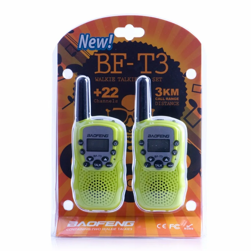 2Pcs Baofeng Mini Walkie Talkie Kids Radio Portable 2W Two Way Radio Handheld Children Transceiver Toys Radio Gift T3 BF-T3
2Pcs Baofeng Mini Walkie Talkie Kids Radio Portable 2W Two Way Radio Handheld Children Transceiver Toys Radio Gift T3 BF-T3