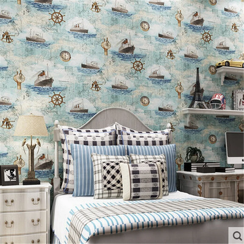 beibehang Mediterranean style wallpaper imported pure paper children room bedroom background wall sailing sail wallpaper
beibehang Mediterranean style wallpaper imported pure paper children room bedroom background wall sailing sail wallpaper