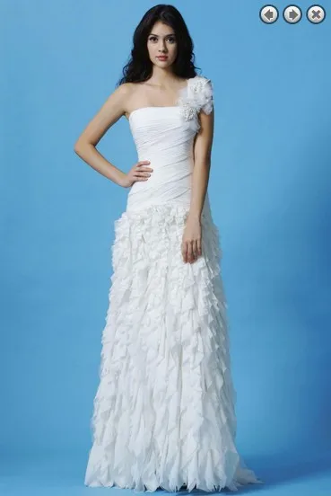 Robe de soiree новая мода 2016 свадебное платье для невесты белое на одно плечо с цветами