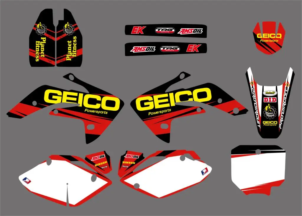 Новый набор графических наклеек GEICO Team для Honda CRF150R с жидкостным охлаждением CRF 150 R