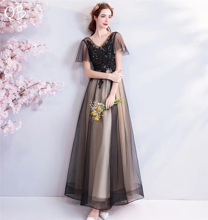 A-line V-neck Tulle Lace Appliques Elegant Formal Black Long Evening Dresses Bride Banquet Party Prom Dress XK49
A-line V-neck Tulle Lace Appliques Elegant Formal Black Long Evening Dresses Bride Banquet Party Prom Dress XK49