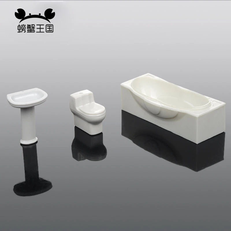 3 шт./компл. 1:25 1:30 мебель для ванной комнаты кукольный домик Closestool Ванна модельная