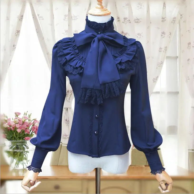 2019 spring and autumn new white / black / wine red / blue long-sleeved shirt Lolita retro slim high collar shirt spot
2019 spring and autumn new white / black / wine red / blue long-sleeved shirt Lolita retro slim high collar shirt spot