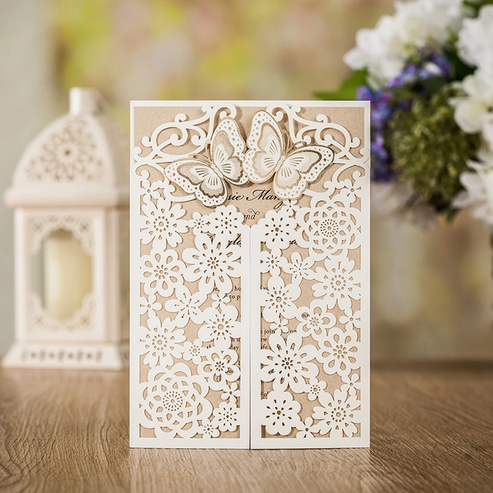 50pcs WISHMADE Laser Cut Wedding Invitations Cards With Butterfly Hollow Flora Design for Engagement Bridal Shower Party CW7085W
50pcs WISHMADE Laser Cut Wedding Invitations Cards With Butterfly Hollow Flora Design for Engagement Bridal Shower Party CW7085W