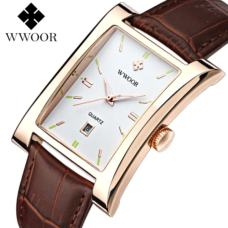 WWOOR Watch for Men Watches 5ATM Waterproof Leather Simple Fashion Casual Rectangle Watch, Top Brand Luxury Hour Date Male Clock 
WWOOR Watch for Men Watches 5ATM Waterproof Leather Simple Fashion Casual Rectangle Watch, Top Brand Luxury Hour Date Male Clock
