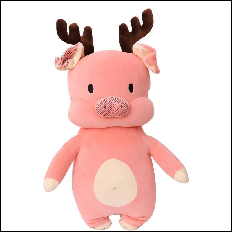 Cartoon piggy Christmas Elk stuffed plush pig toy soft pillow filling down feather cotton gifts for friends | Игрушки и хобби