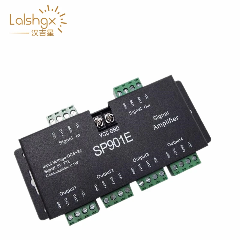 DC5-24V 12V SPI TTL Signal Led Amplifier SP901E 4ch output For 2812 2811 2813 6803 APA102 8806 LED Strip Light Module Tape
DC5-24V 12V SPI TTL Signal Led Amplifier SP901E 4ch output For 2812 2811 2813 6803 APA102 8806 LED Strip Light Module Tape
