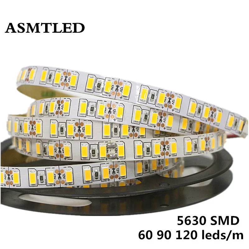 

120leds/m SMD 5630 5730 led strip light Flexible 5M 600 LED tape DC 12V non waterproof tape lamp 60leds/m 90leds/m Super Bright