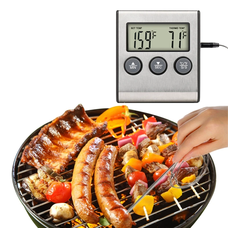 Digital Kitchen Thermometer Oven Food Cooking Meat BBQ Steel Probe Countdown Timer Water Milk Temperature Set Sound Alarm Tools
Digital Kitchen Thermometer Oven Food Cooking Meat BBQ Steel Probe Countdown Timer Water Milk Temperature Set Sound Alarm Tools