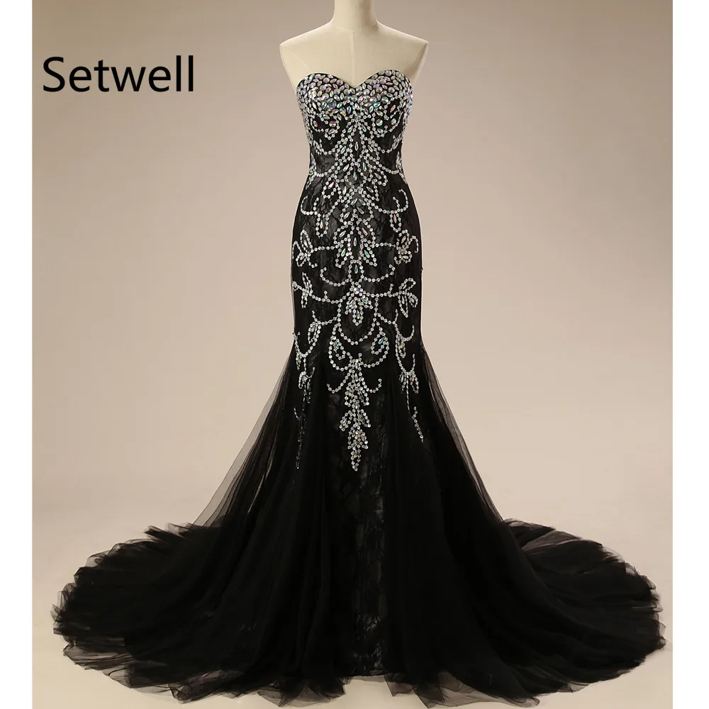 Setwell 2017 Black Soft Tulle Mermaid Evening Dresses Sexy Strapless Backless Evening Gowns New Hot Crystal Beads Evening Dress
Setwell 2017 Black Soft Tulle Mermaid Evening Dresses Sexy Strapless Backless Evening Gowns New Hot Crystal Beads Evening Dress