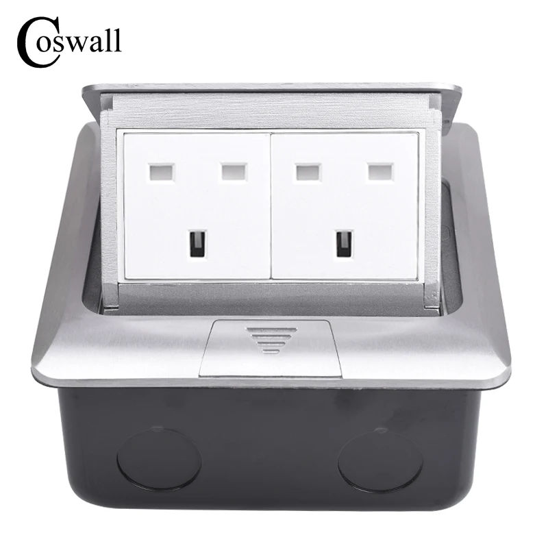 COSWALL All Aluminum Silver Thicken Panel UK British Standard Pop Up Double Floor Socket Electrical Outlet Metal Mounting Box
COSWALL All Aluminum Silver Thicken Panel UK British Standard Pop Up Double Floor Socket Electrical Outlet Metal Mounting Box