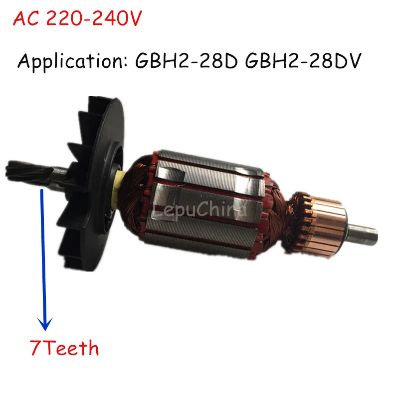 Ротор для дрели AC220-240V, 7 зубьев, якорь, замена якоря для GBH 2-28D GBH2-28D GBH2-28DV GBH 2-28DV высокого качества.
Ротор для дрели AC220-240V, 7 зубьев, якорь, замена якоря для GBH 2-28D GBH2-28D GBH2-28DV GBH 2-28DV высокого качества.