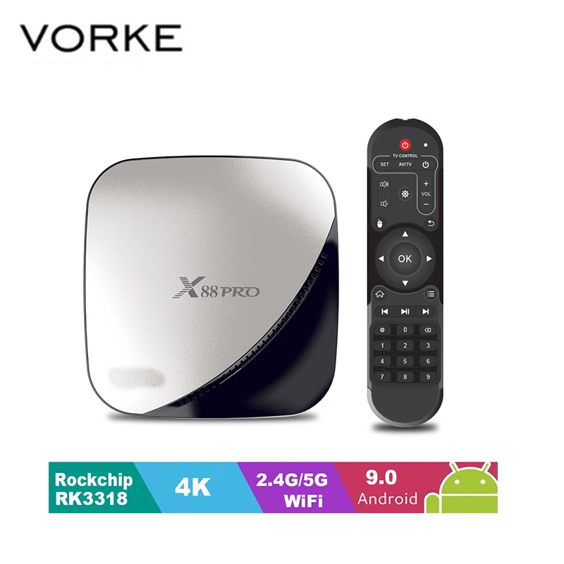 Vorke X88 pro Android 9 0 tv Box 4G 64G Rockchip RK3318 4 ядра 2 & 5G двойной Wifi 4K HDR телеприставка USB 3