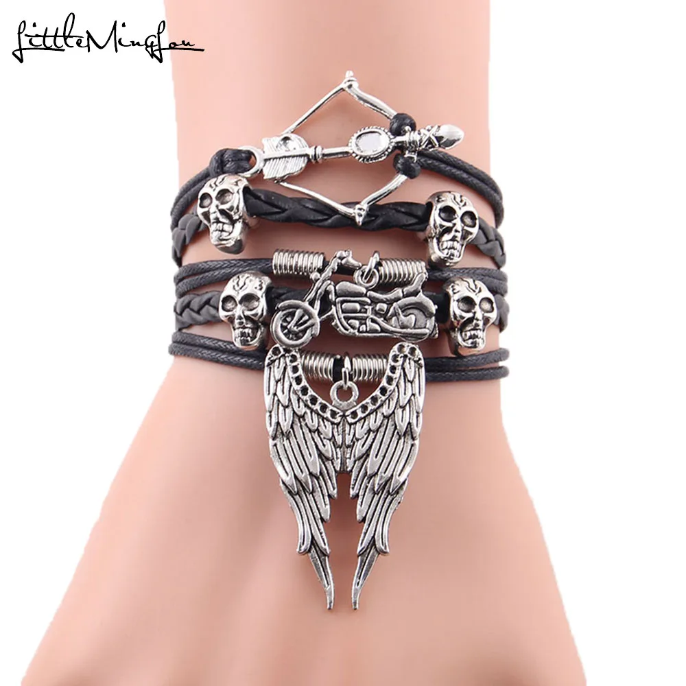 Handmade Punk Men Bracelet Arrow Skull Angel Wing Biker Chick Charms PU Leather wrap bracelets & bangles for men women jewelry
Handmade Punk Men Bracelet Arrow Skull Angel Wing Biker Chick Charms PU Leather wrap bracelets & bangles for men women jewelry