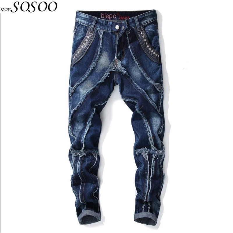 JiSuTong brand Store new style men jeans 100% Cotton denim high quality patchwork spliced fashion man's jeans #594
JiSuTong brand Store new style men jeans 100% Cotton denim high quality patchwork spliced fashion man's jeans #594