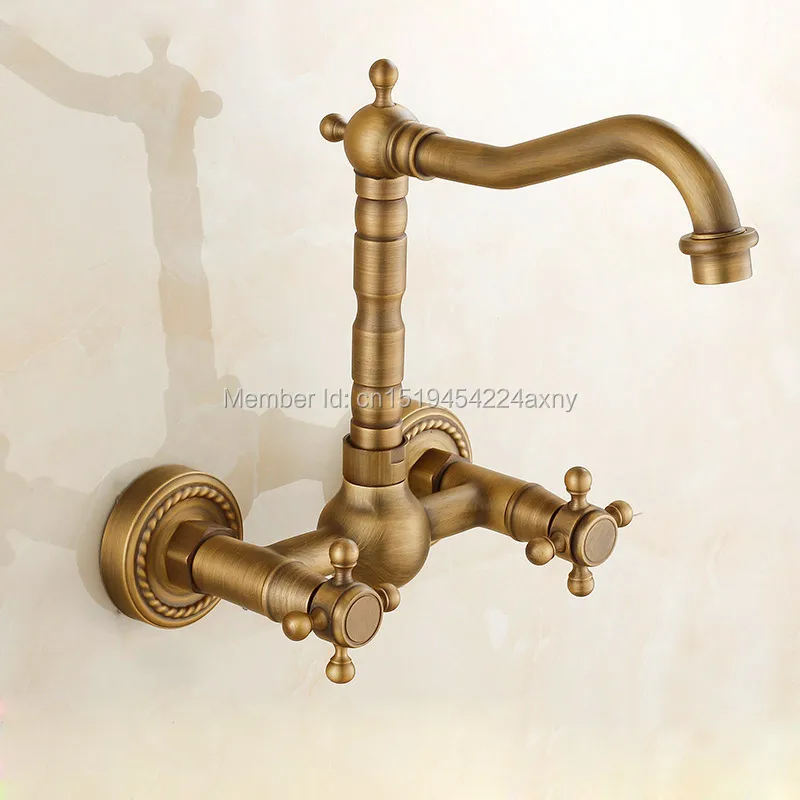 Gizero Good quality Antique Brass Wall Mounted Faucet Mixer Double Handle Swivel Spout Hot Cold Water tap GI87
Gizero Good quality Antique Brass Wall Mounted Faucet Mixer Double Handle Swivel Spout Hot Cold Water tap GI87